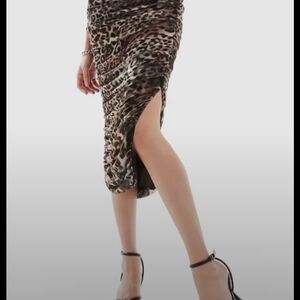 ASOS Leopard Print Midi Skirt in Brown and Tan